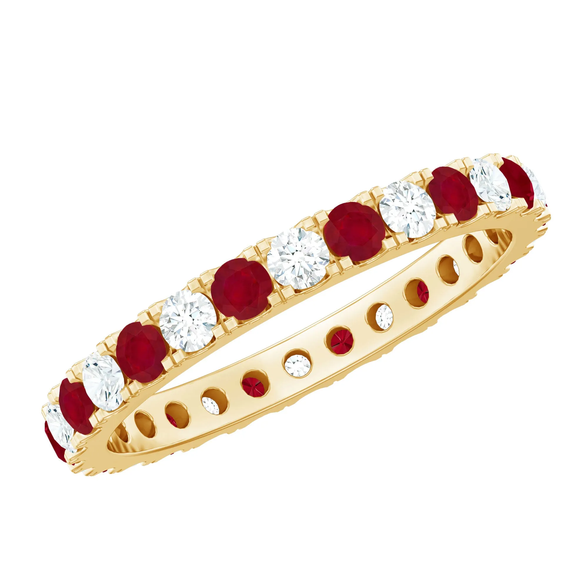 Round Natural Ruby and Diamond Alternate Eternity Ring