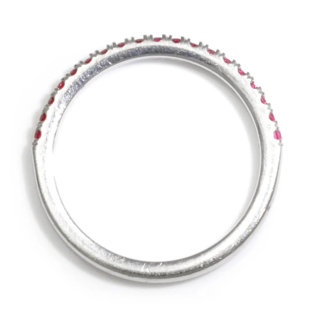 Round Ruby Stackable Wedding Band 14K White Gold .19ctw