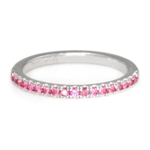 Round Ruby Stackable Wedding Band 14K White Gold .19ctw