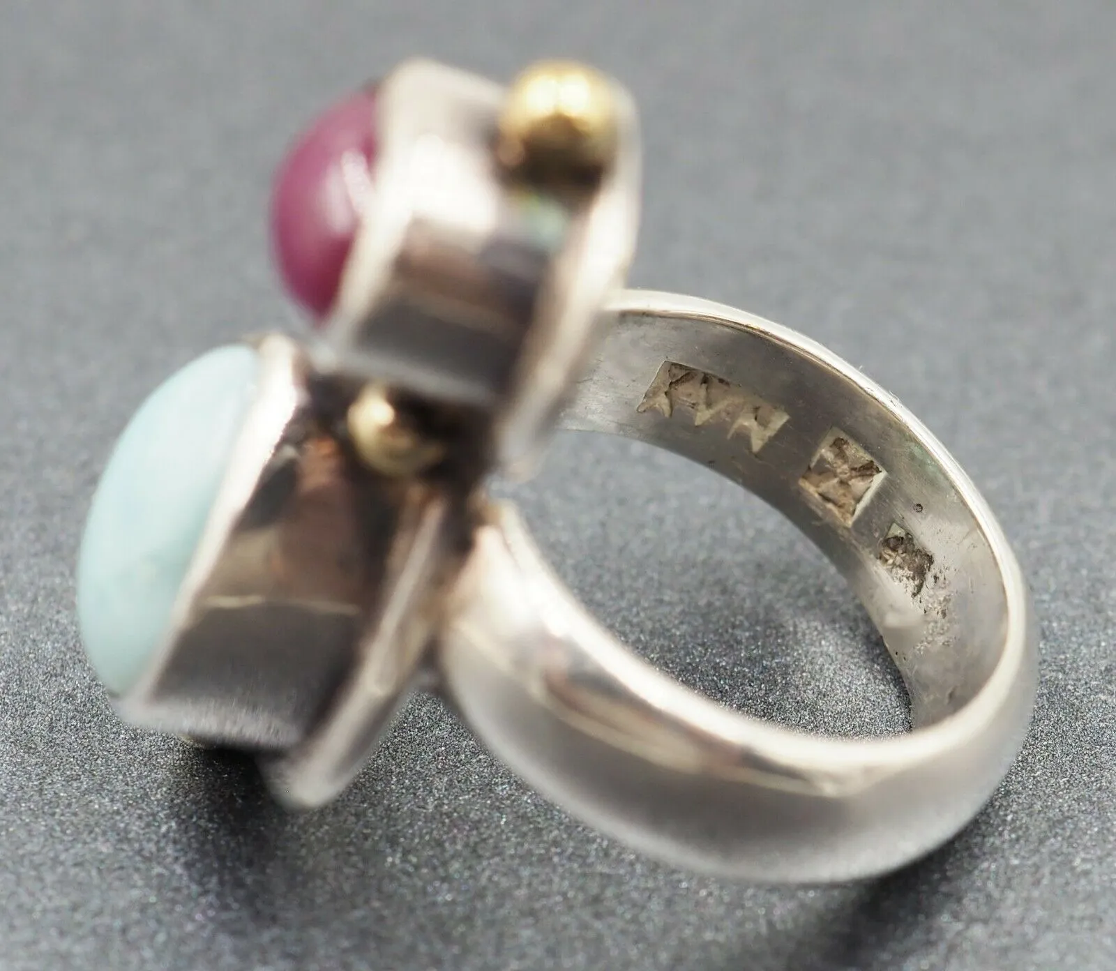 Ruby & Dyed Chalcedony Sterling Silver Ring