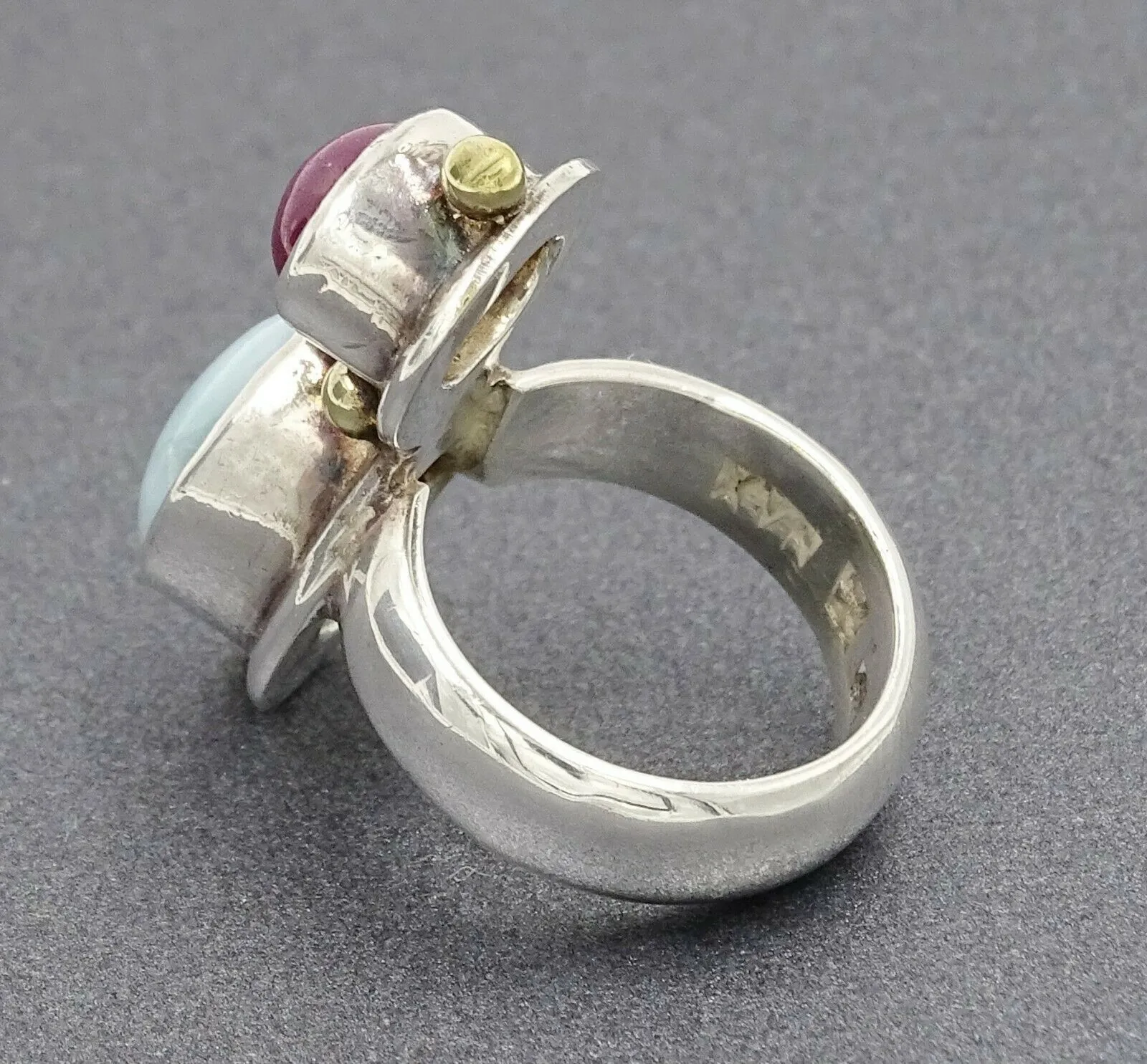 Ruby & Dyed Chalcedony Sterling Silver Ring