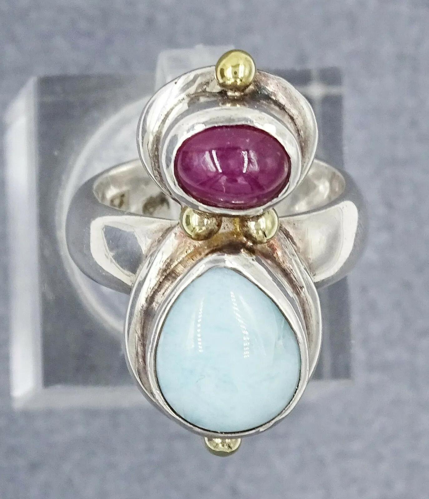 Ruby & Dyed Chalcedony Sterling Silver Ring