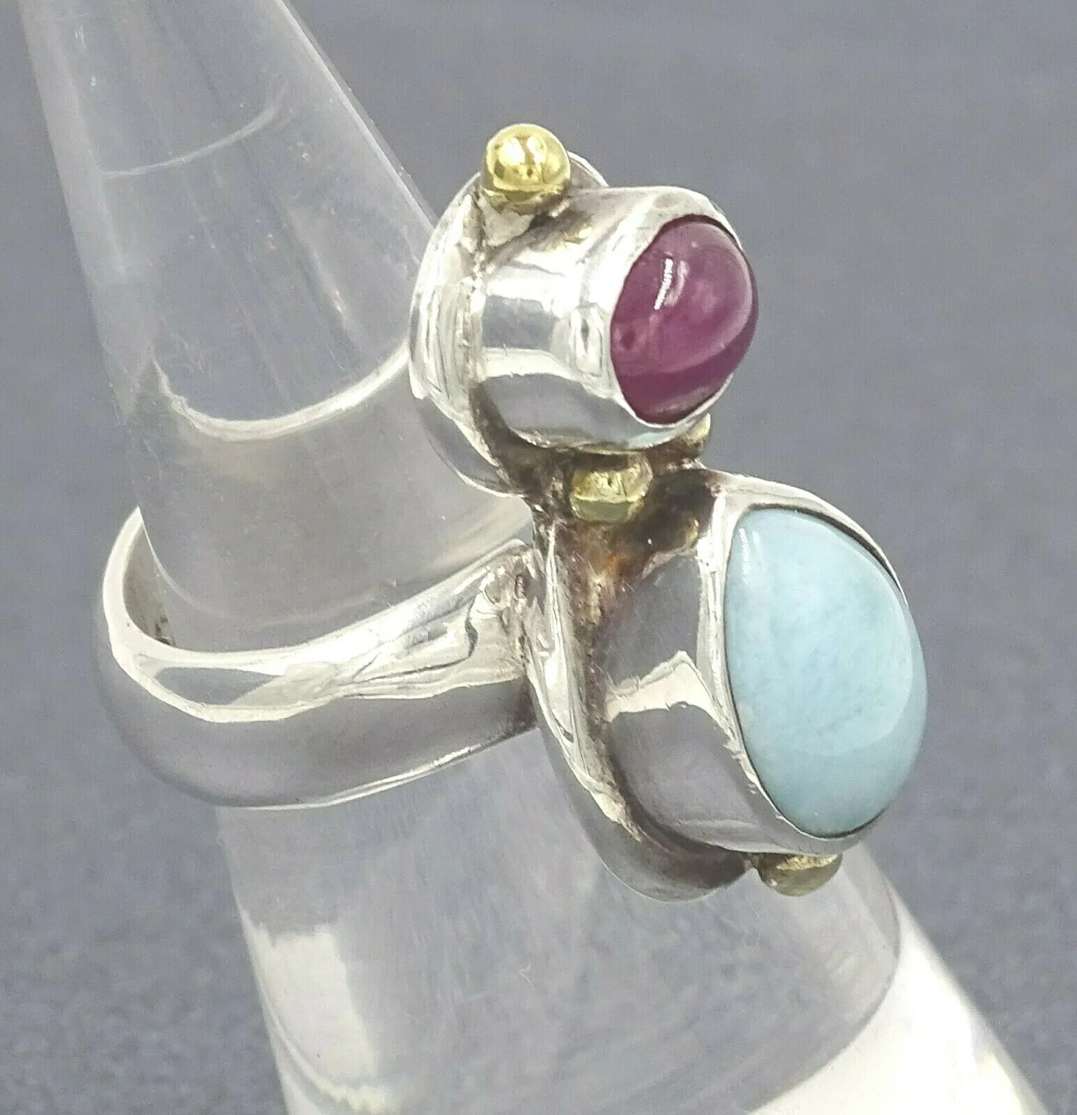 Ruby & Dyed Chalcedony Sterling Silver Ring