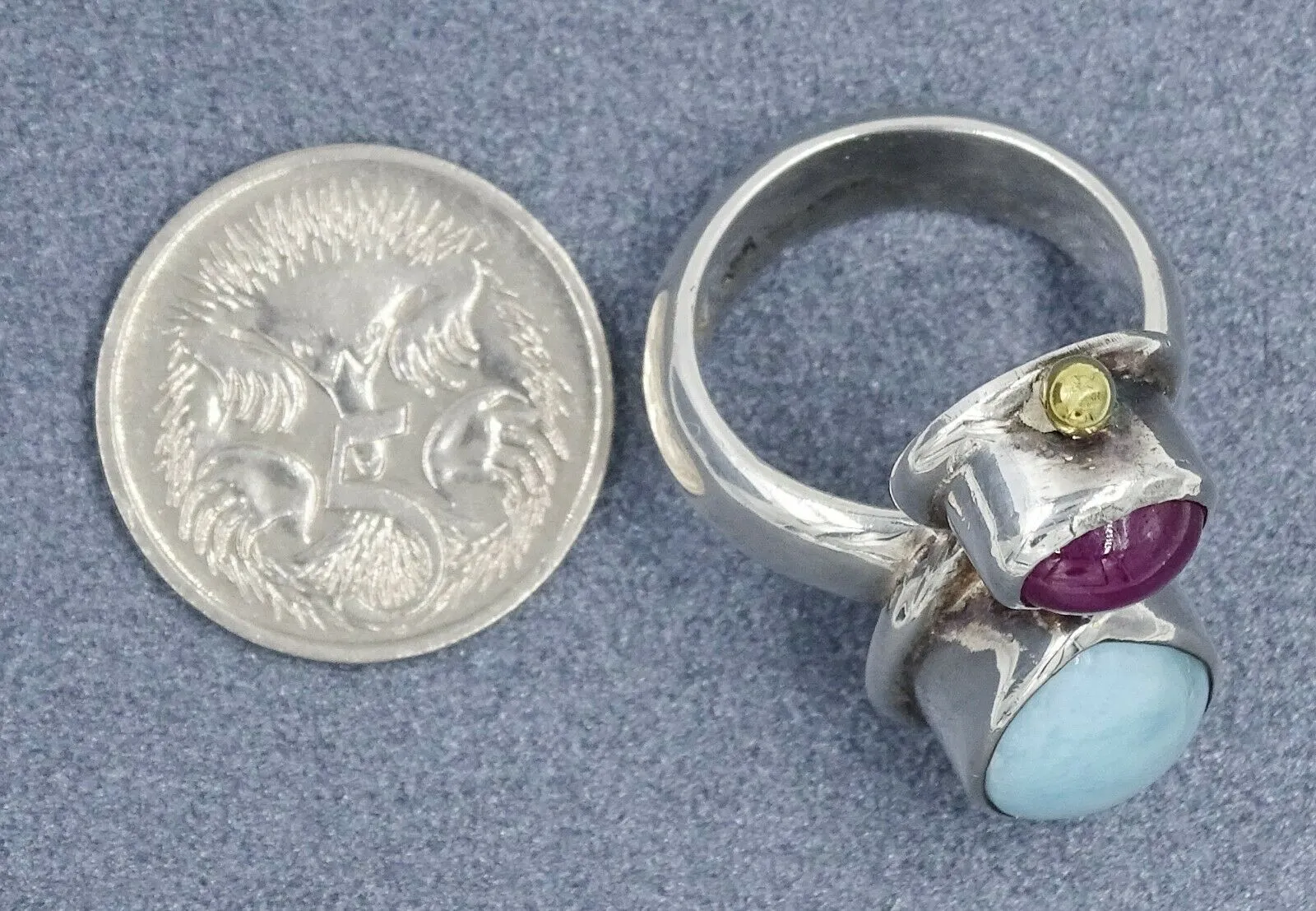 Ruby & Dyed Chalcedony Sterling Silver Ring