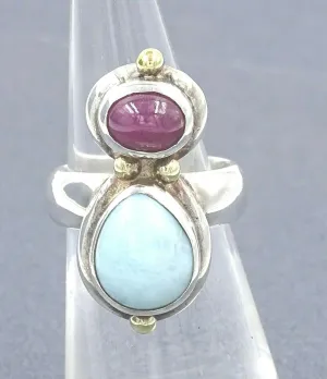 Ruby & Dyed Chalcedony Sterling Silver Ring