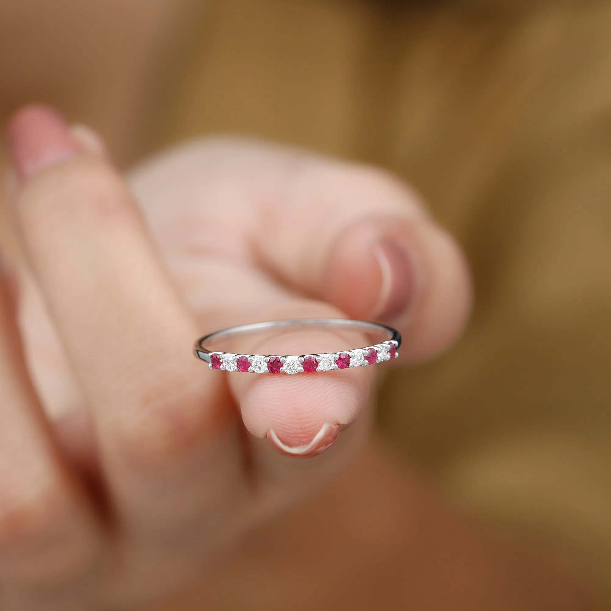 Ruby and Diamond Enhancer Stackable Ring