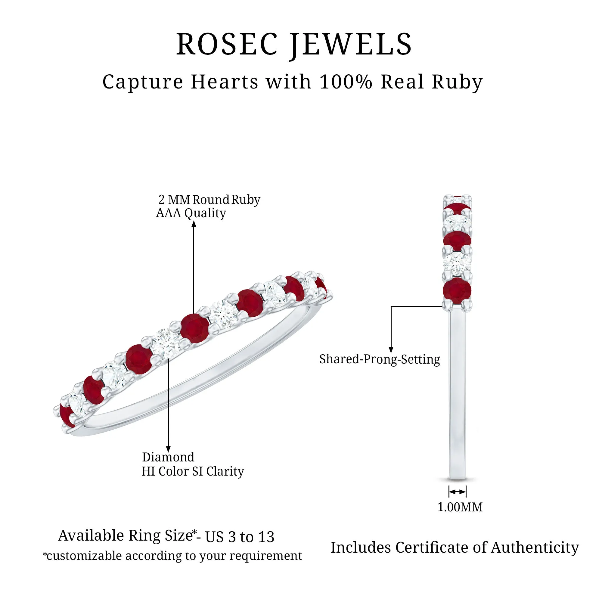 Ruby and Diamond Enhancer Stackable Ring