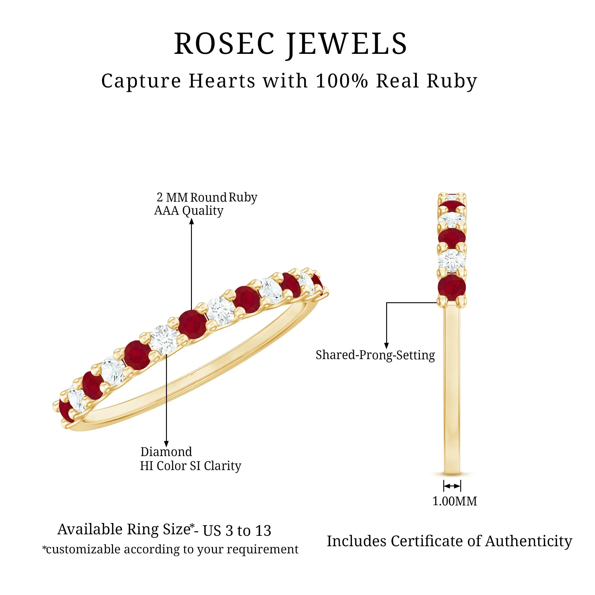 Ruby and Diamond Enhancer Stackable Ring