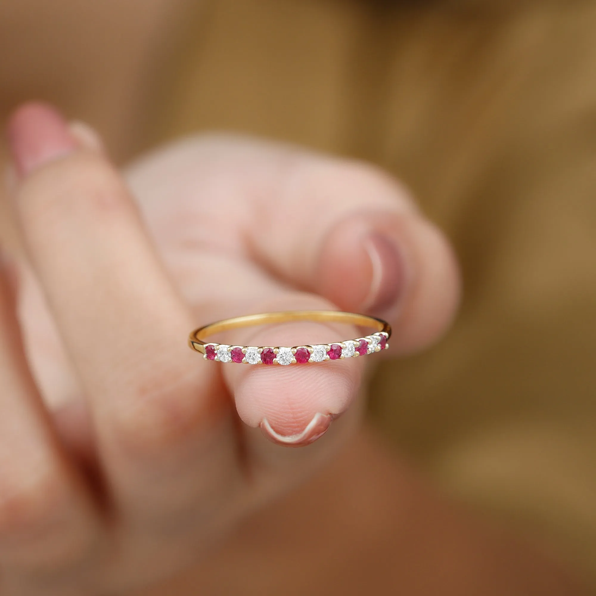 Ruby and Diamond Enhancer Stackable Ring