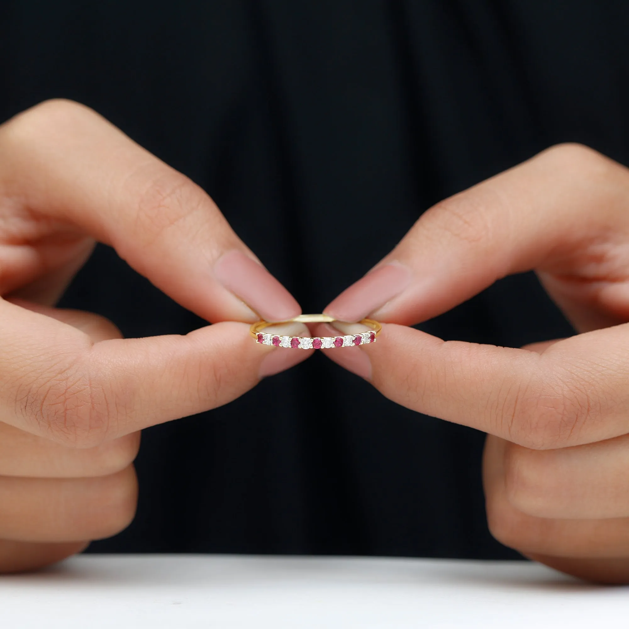 Ruby and Diamond Enhancer Stackable Ring