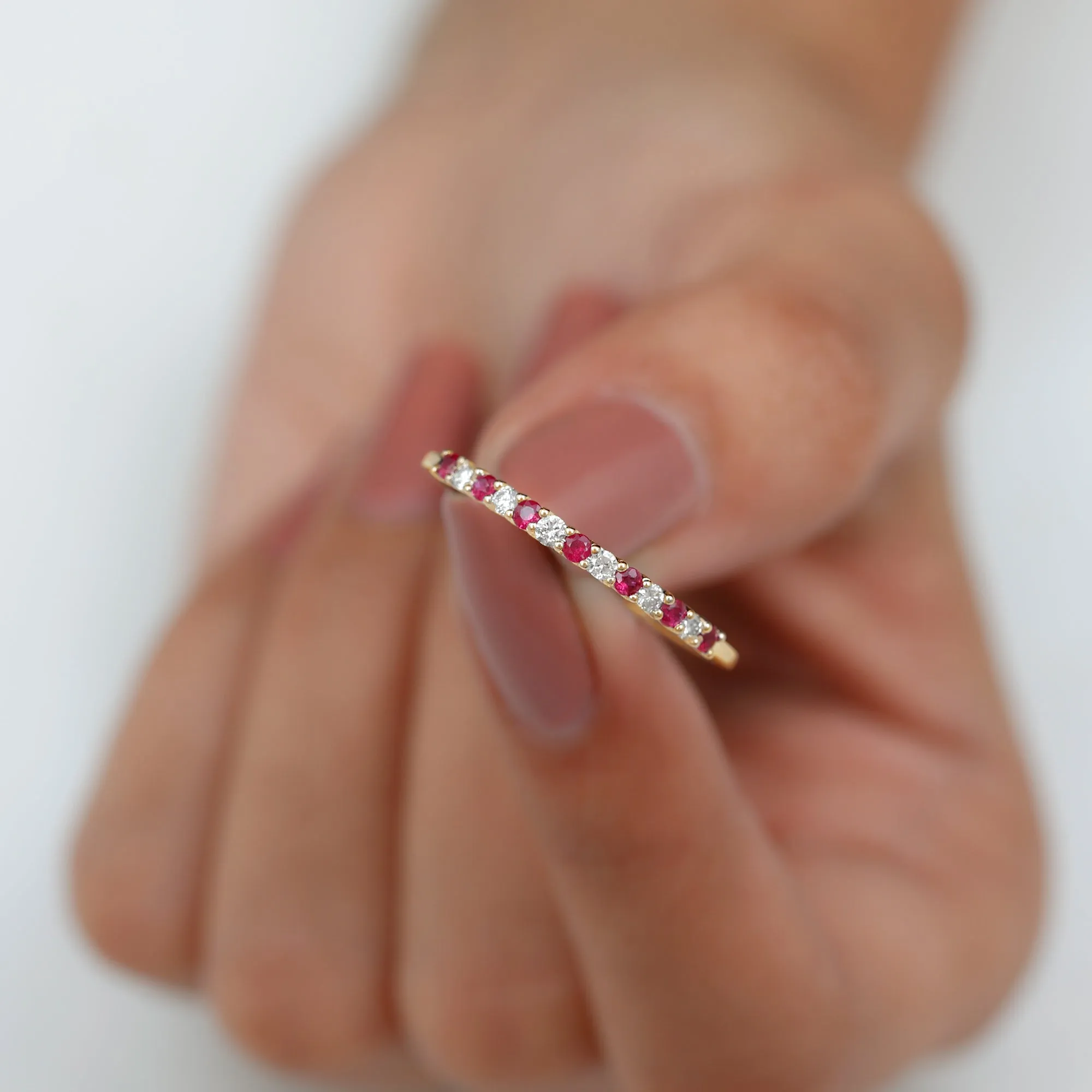 Ruby and Diamond Enhancer Stackable Ring