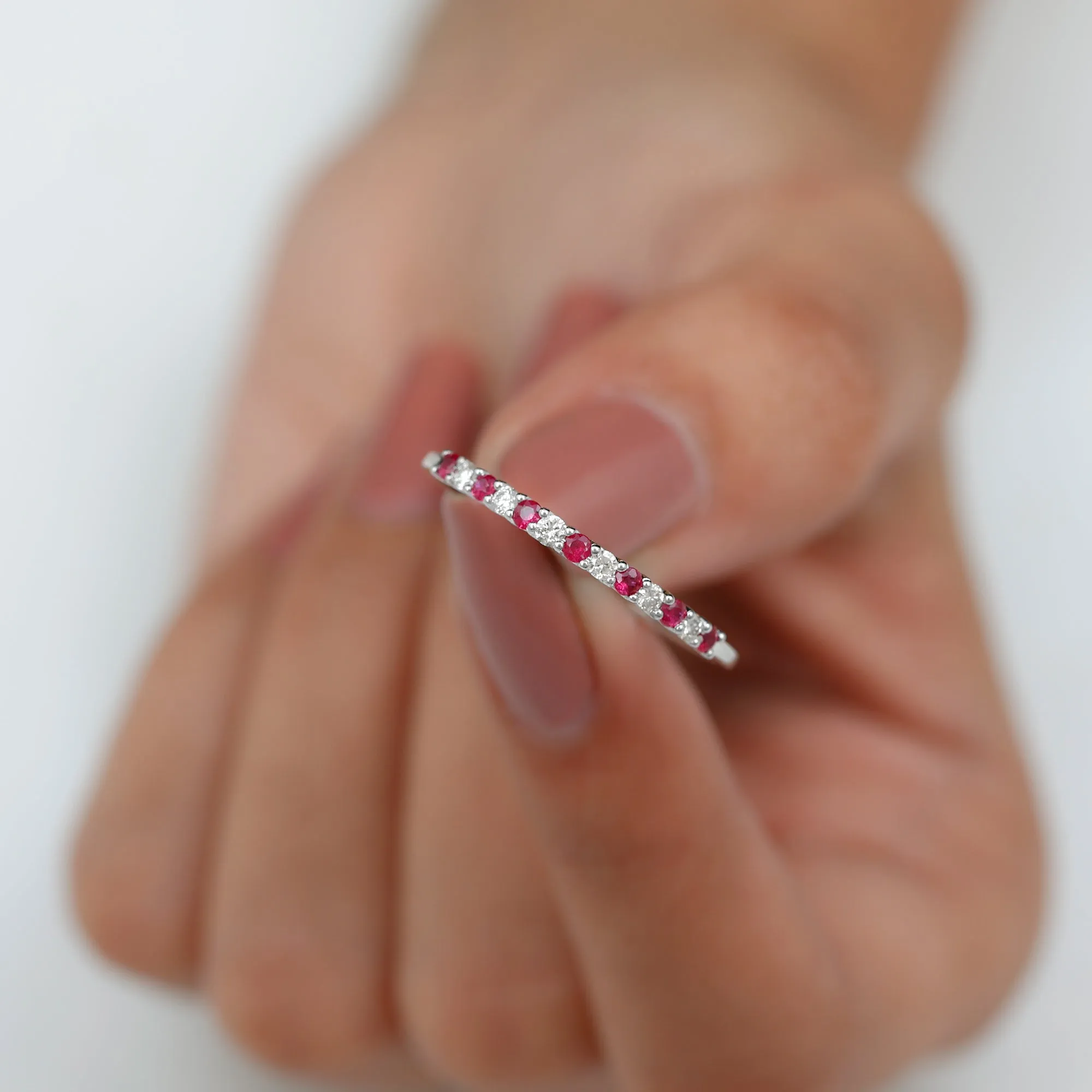 Ruby and Diamond Enhancer Stackable Ring
