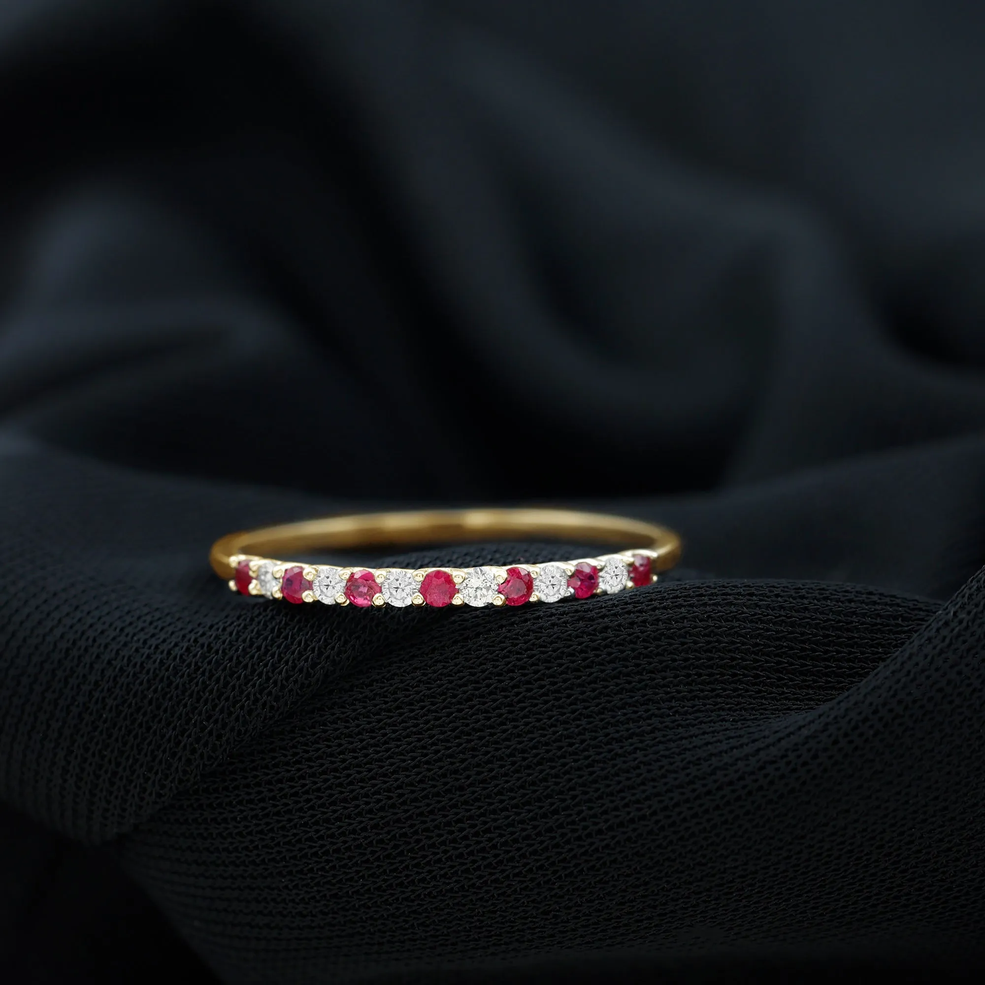 Ruby and Diamond Enhancer Stackable Ring