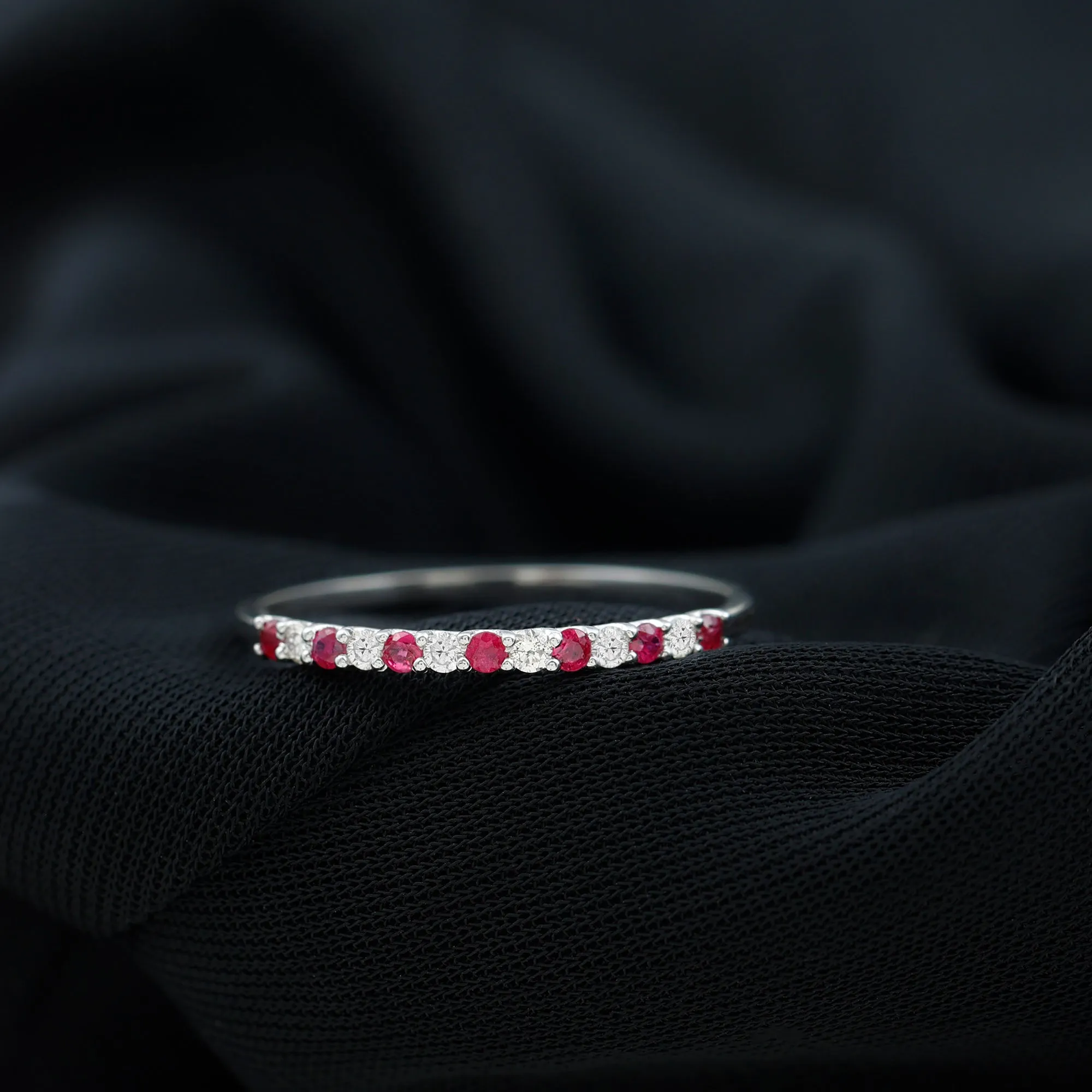 Ruby and Diamond Enhancer Stackable Ring