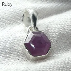 Ruby Pendant, Faceted Crystal Section, 925 Sterling Silver, r1