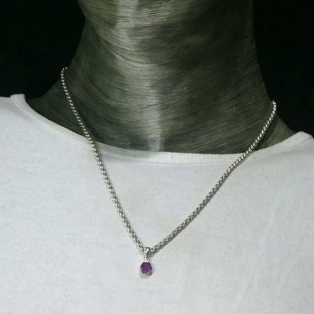 Ruby Pendant, Faceted Crystal Section, 925 Sterling Silver, r1