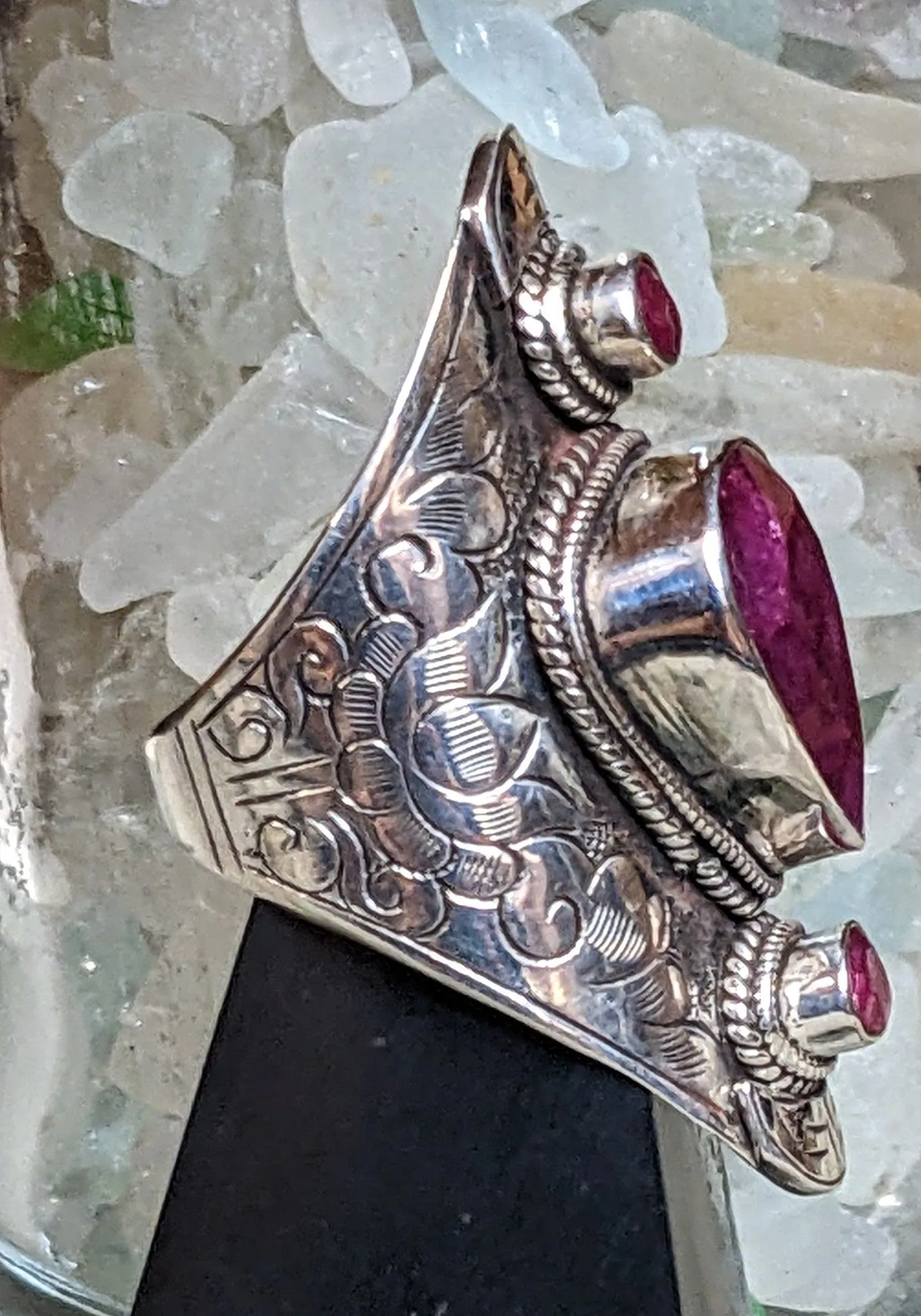 Ruby Ring with Detailed Scrollwork
