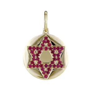 Ruby Star of David Charm 13mm