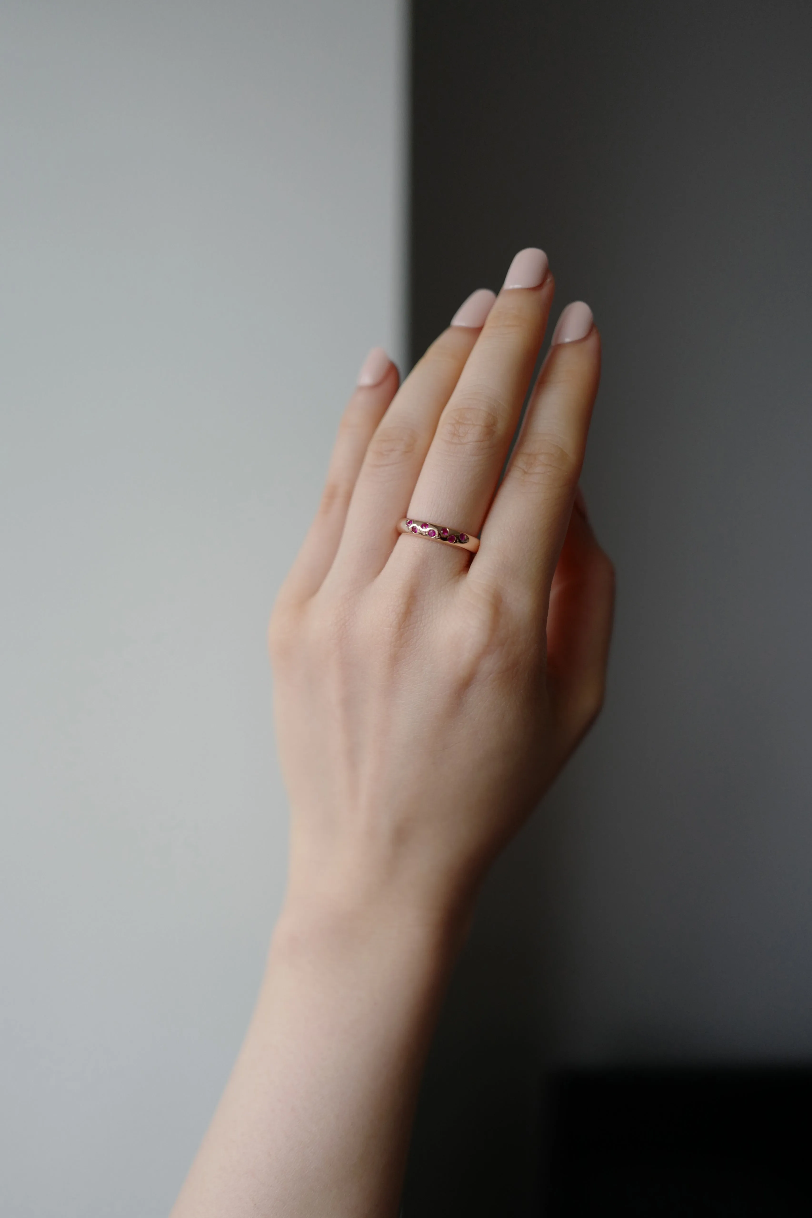 Ruby Wedding Polka Dot Ring in 18K Rose Gold
