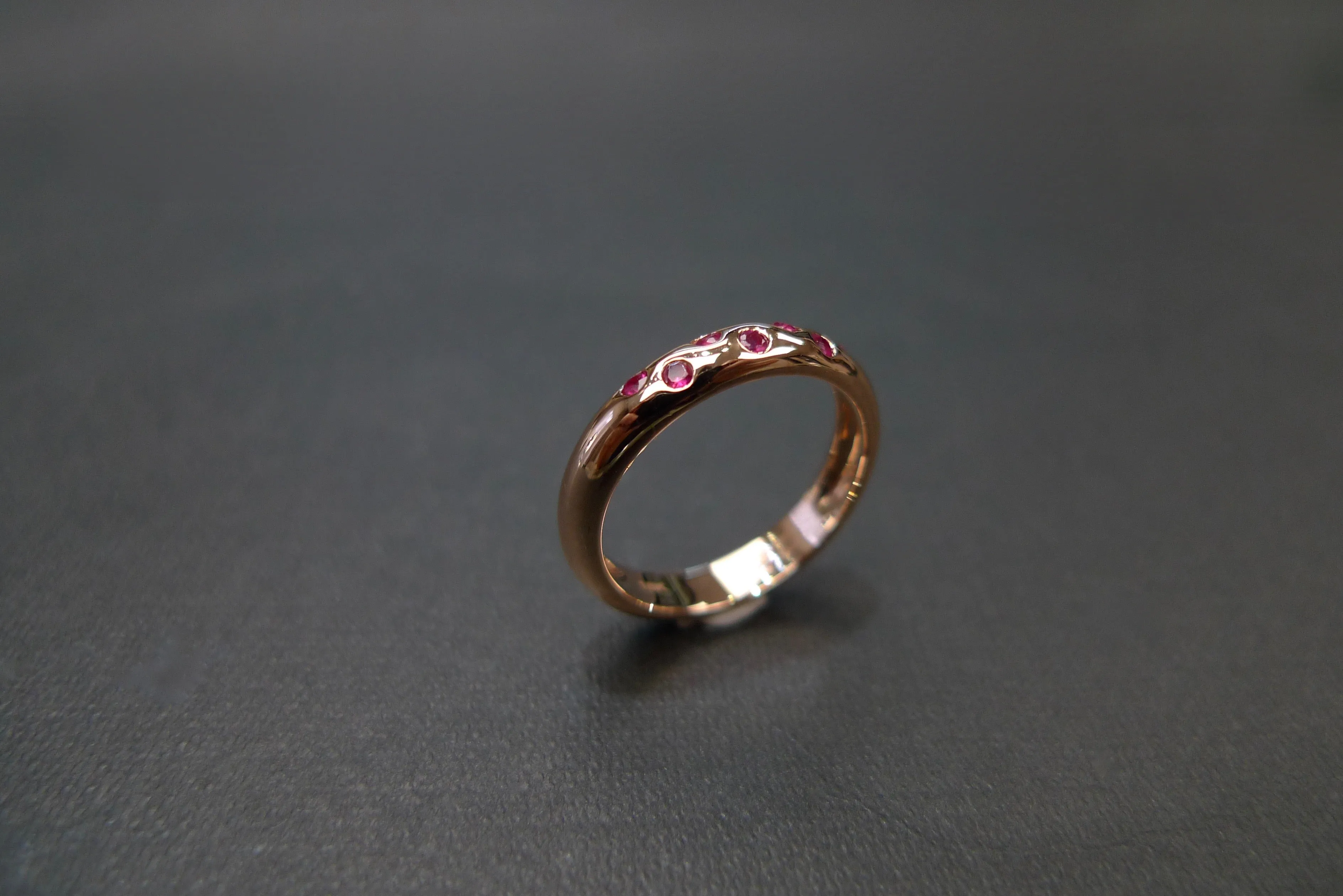 Ruby Wedding Polka Dot Ring in 18K Rose Gold