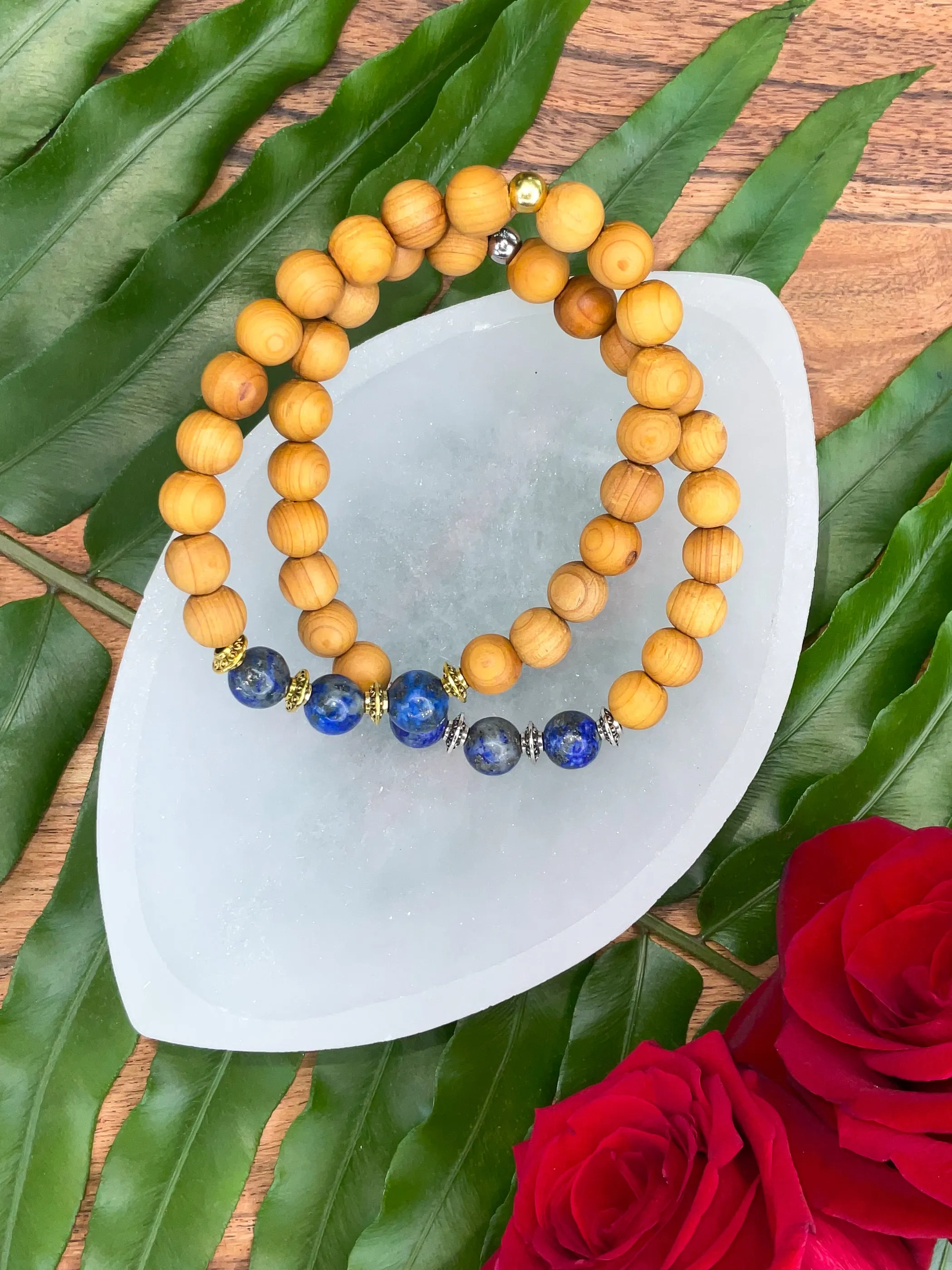 Sandalwood & Lapis Lazuli Bracelet