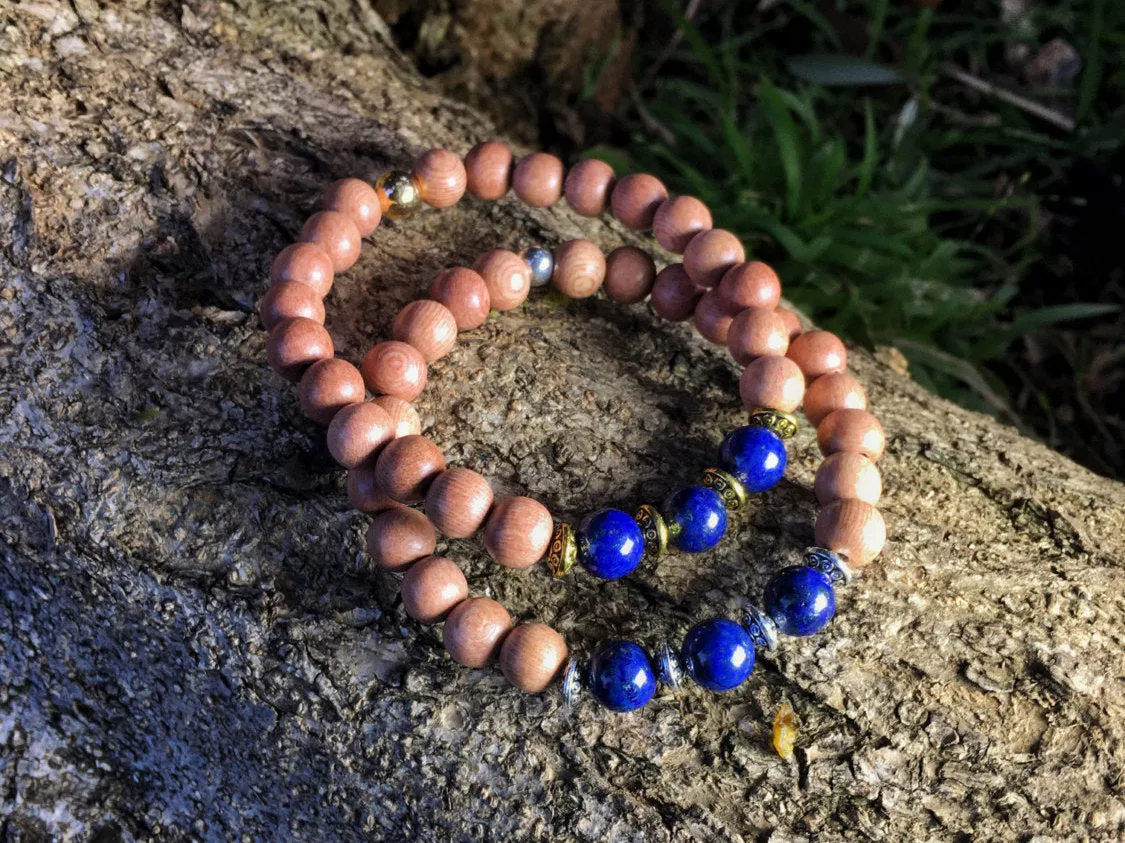 Sandalwood & Lapis Lazuli Bracelet