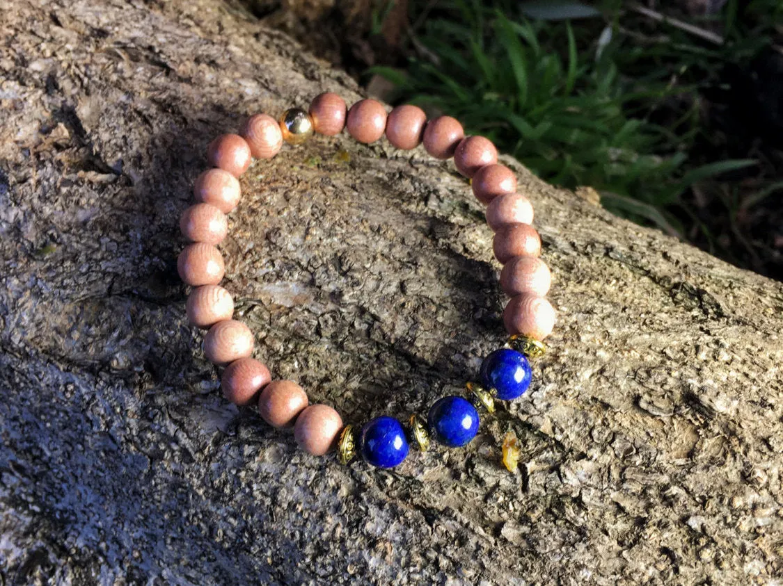 Sandalwood & Lapis Lazuli Bracelet