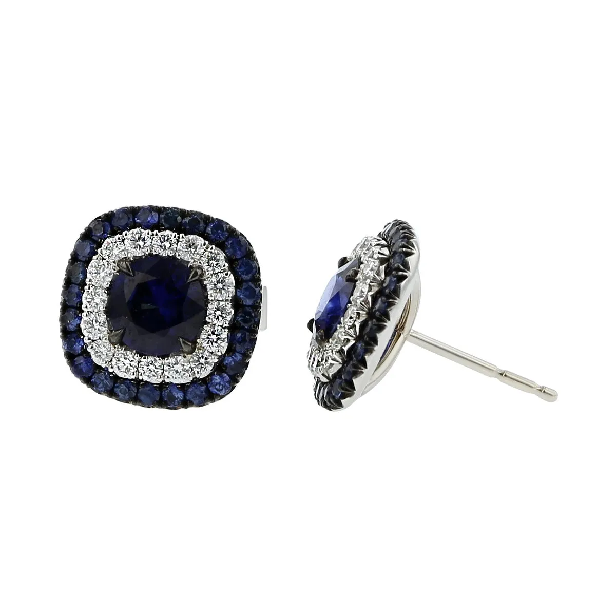 Sapphire and Diamond Stud Earrings