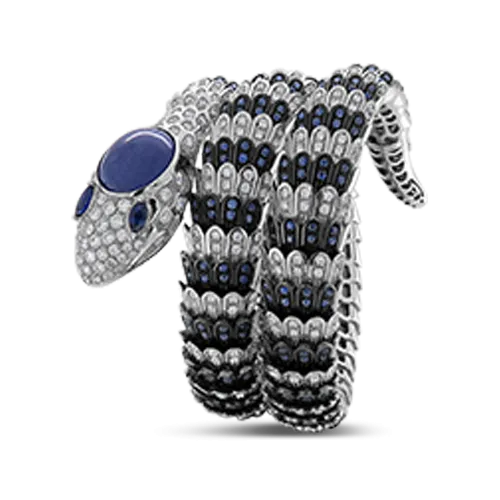 Sapphire, Diamond & Tanzanite Snake Bracelet