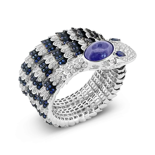 Sapphire, Diamond & Tanzanite Snake Bracelet