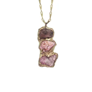 Sea Star Trio Pendant Necklace (Ruby)