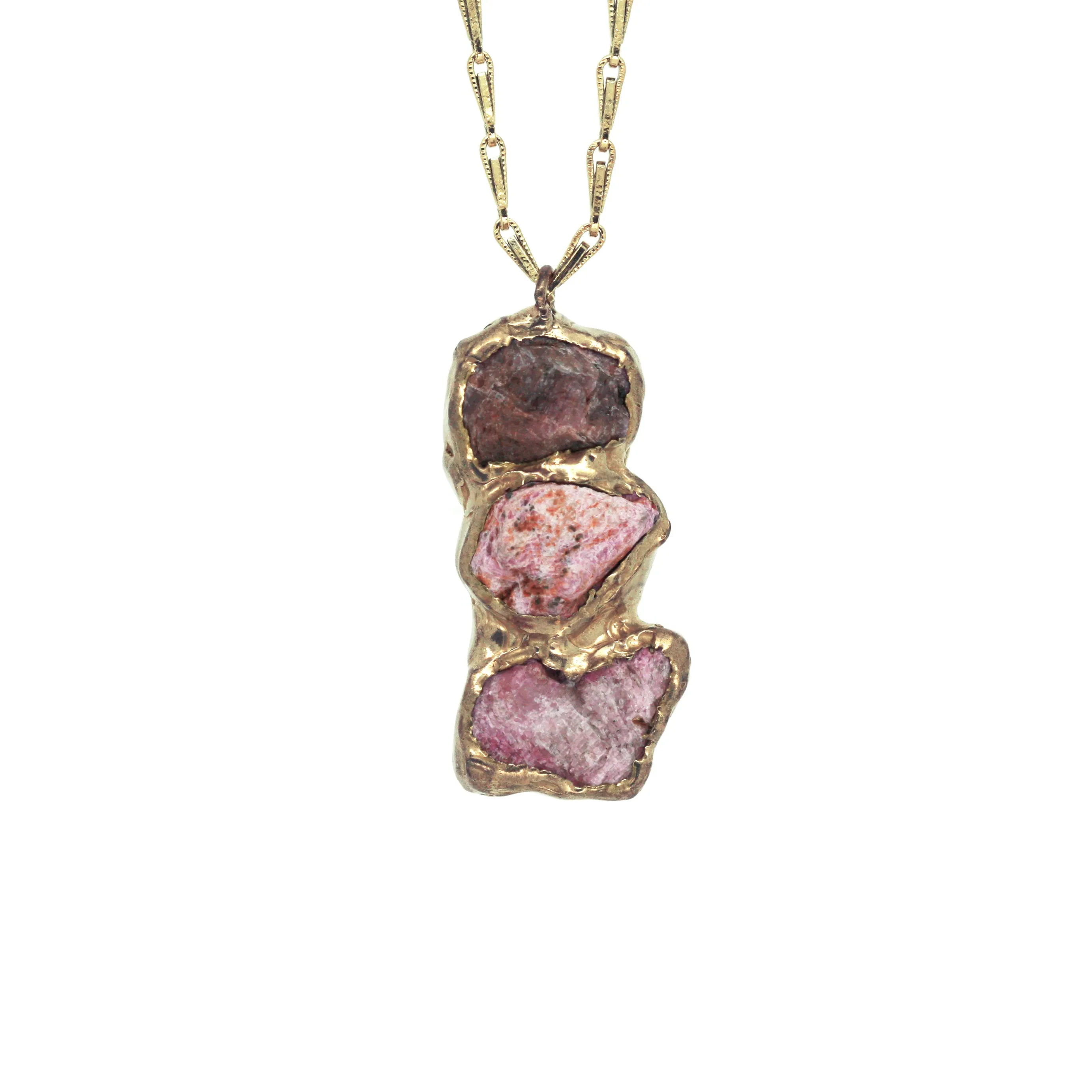 Sea Star Trio Pendant Necklace (Ruby)