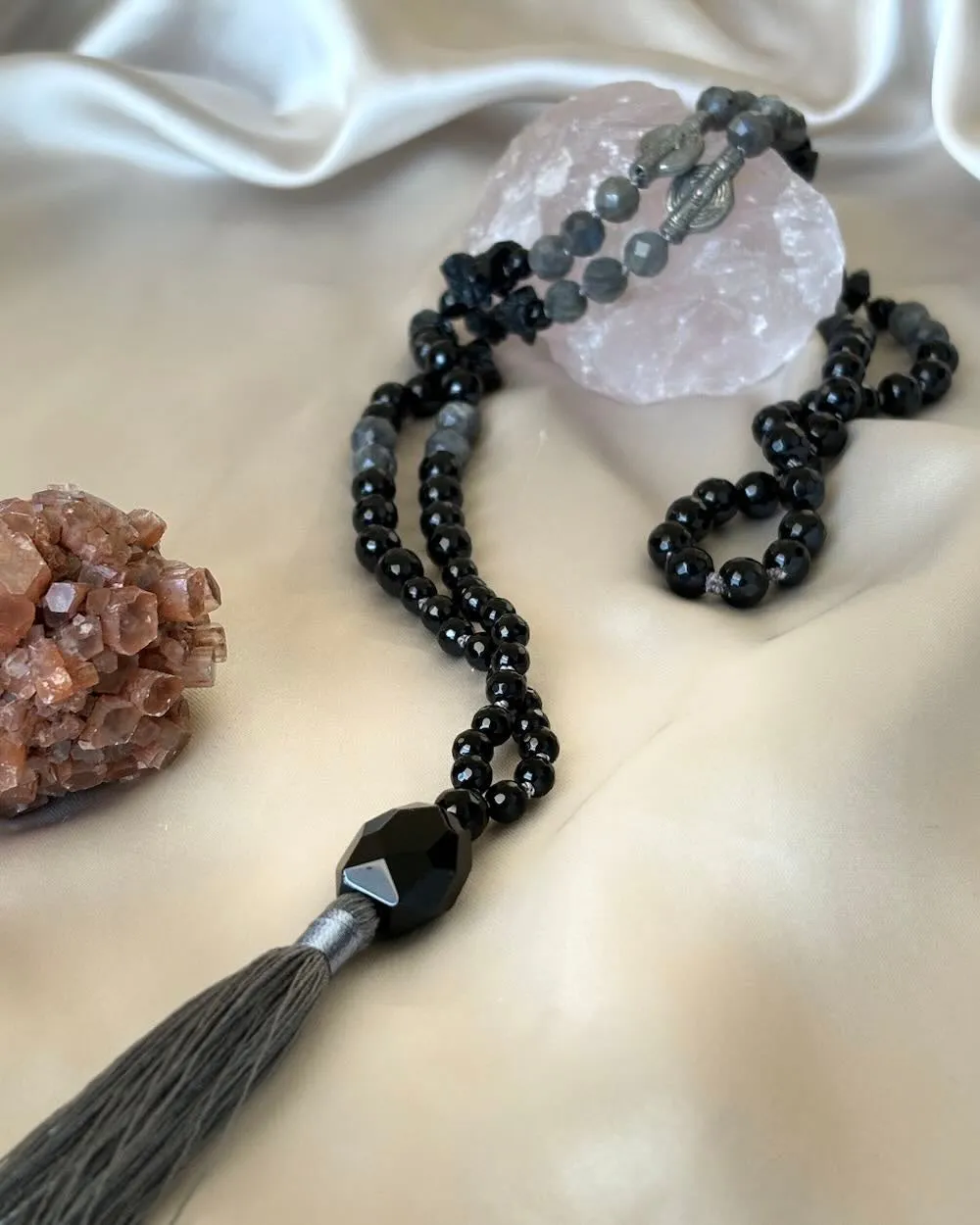 Serendipity Gemstone Mala with Black Onyx and Labradorite