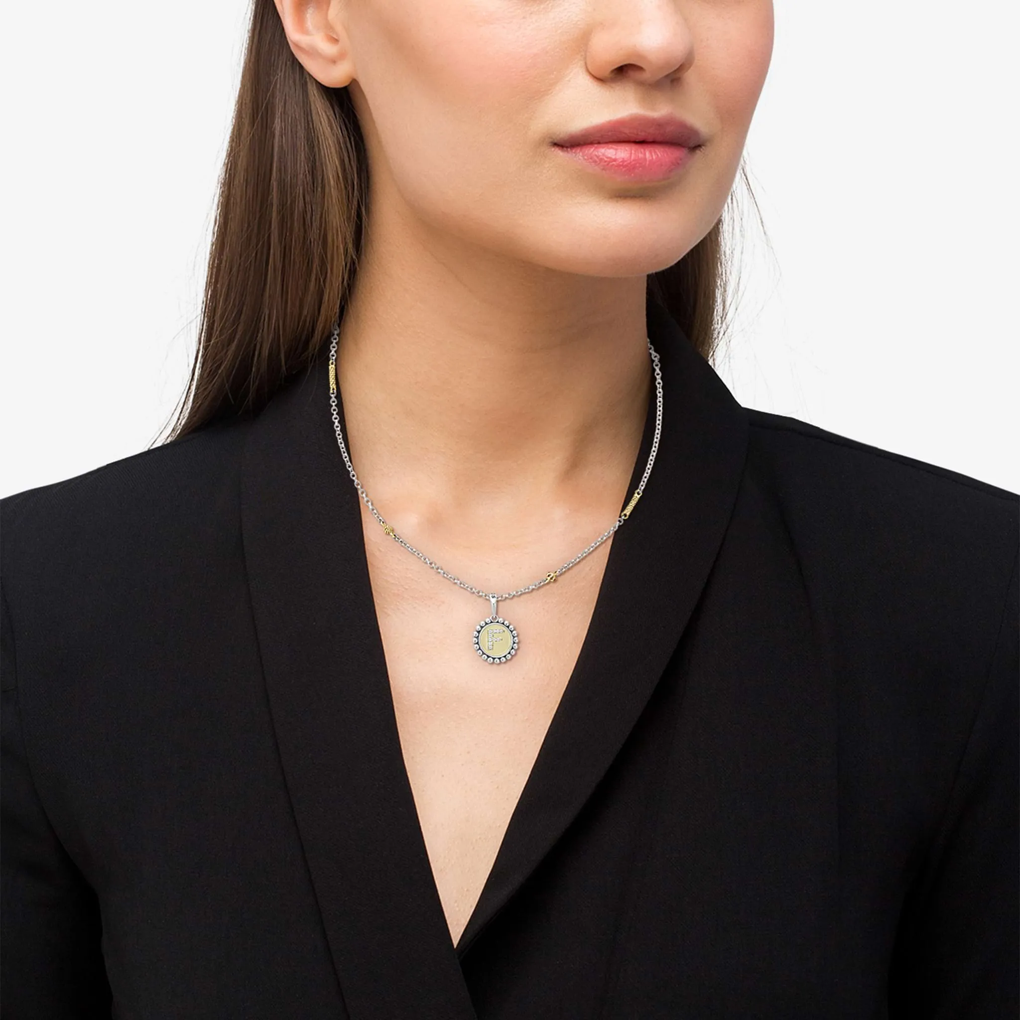 Signature Caviar F Initial Diamond Charm Necklace
