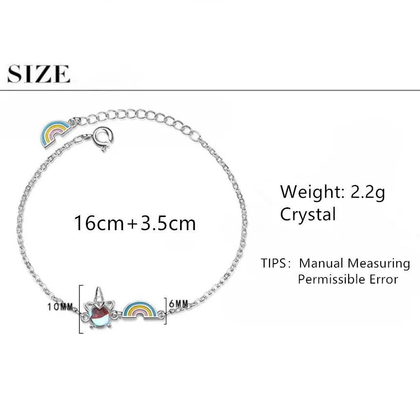 Silver Rainbow Unicorn Bracelet