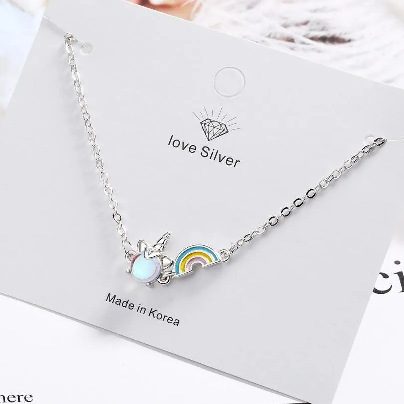 Silver Rainbow Unicorn Bracelet