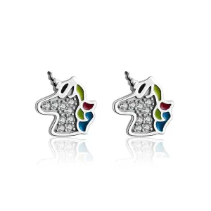 Silver Unicorn Stud Earrings