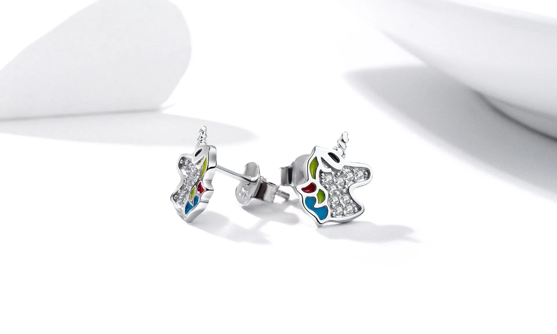 Silver Unicorn Stud Earrings