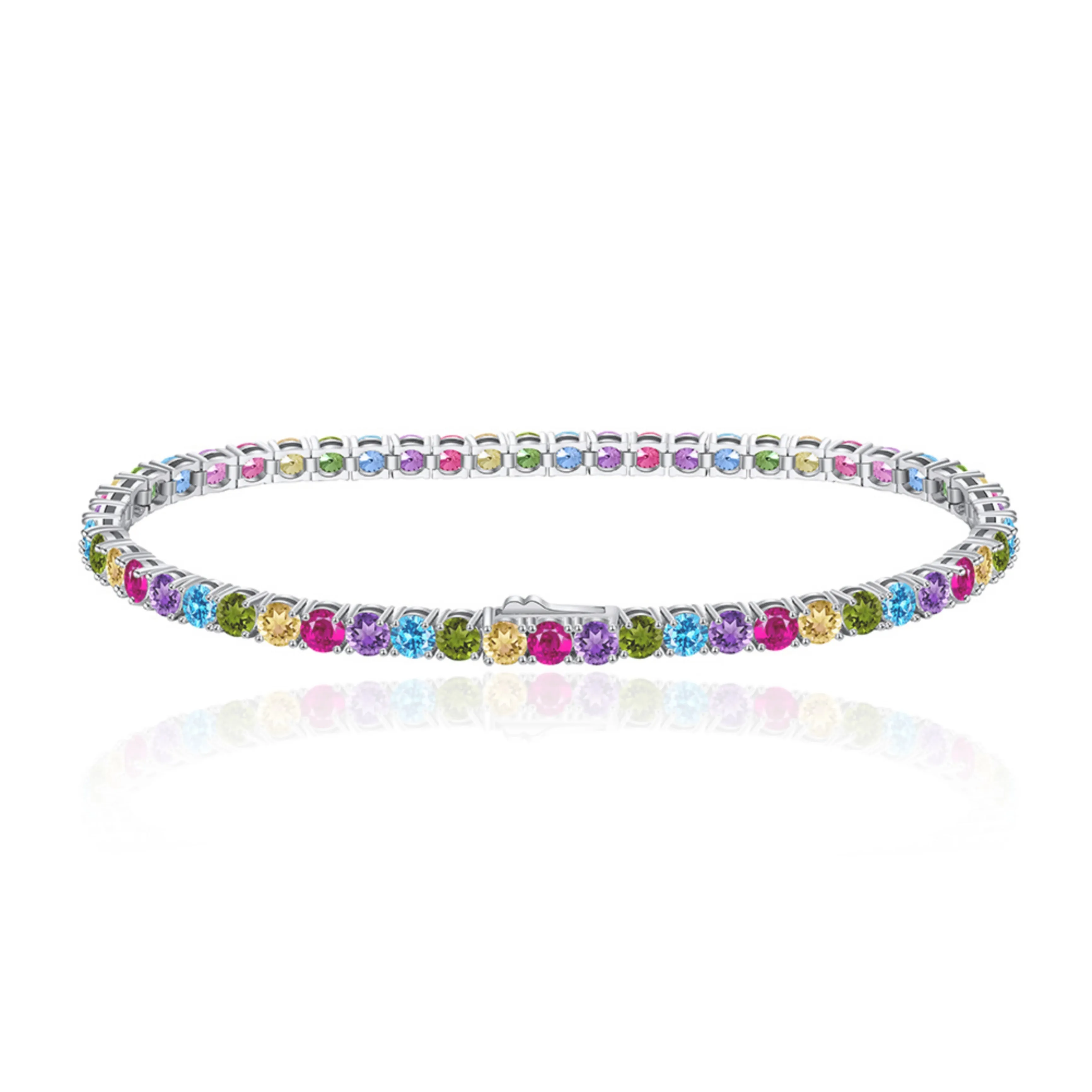 Sterling Silver Alternating Color CZ Bracelet
