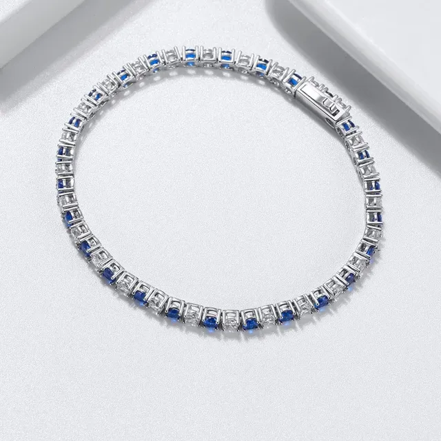 Sterling Silver Alternating Color CZ Bracelet