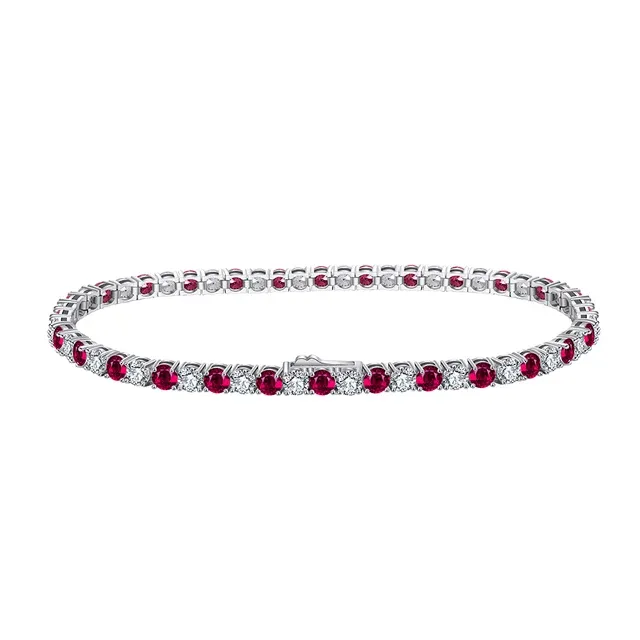 Sterling Silver Alternating Color CZ Bracelet
