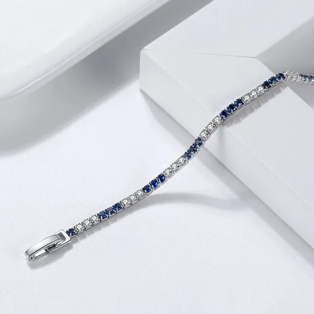 Sterling Silver Alternating Color CZ Bracelet