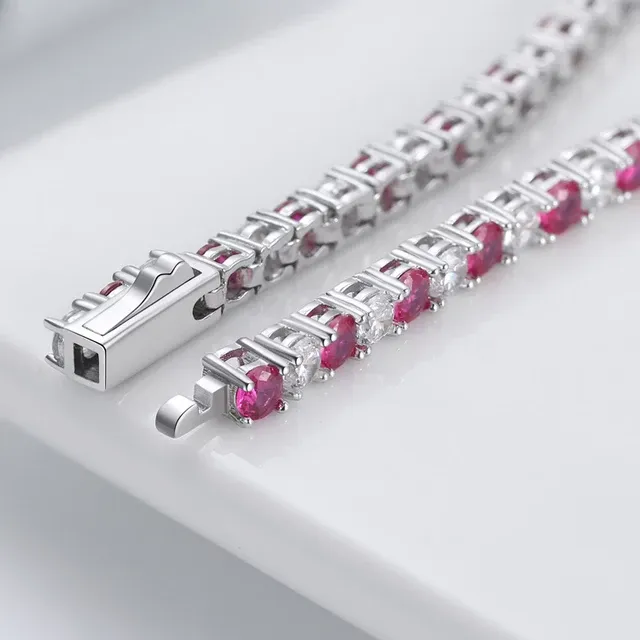 Sterling Silver Alternating Color CZ Bracelet