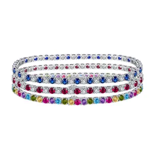 Sterling Silver Alternating Color CZ Bracelet