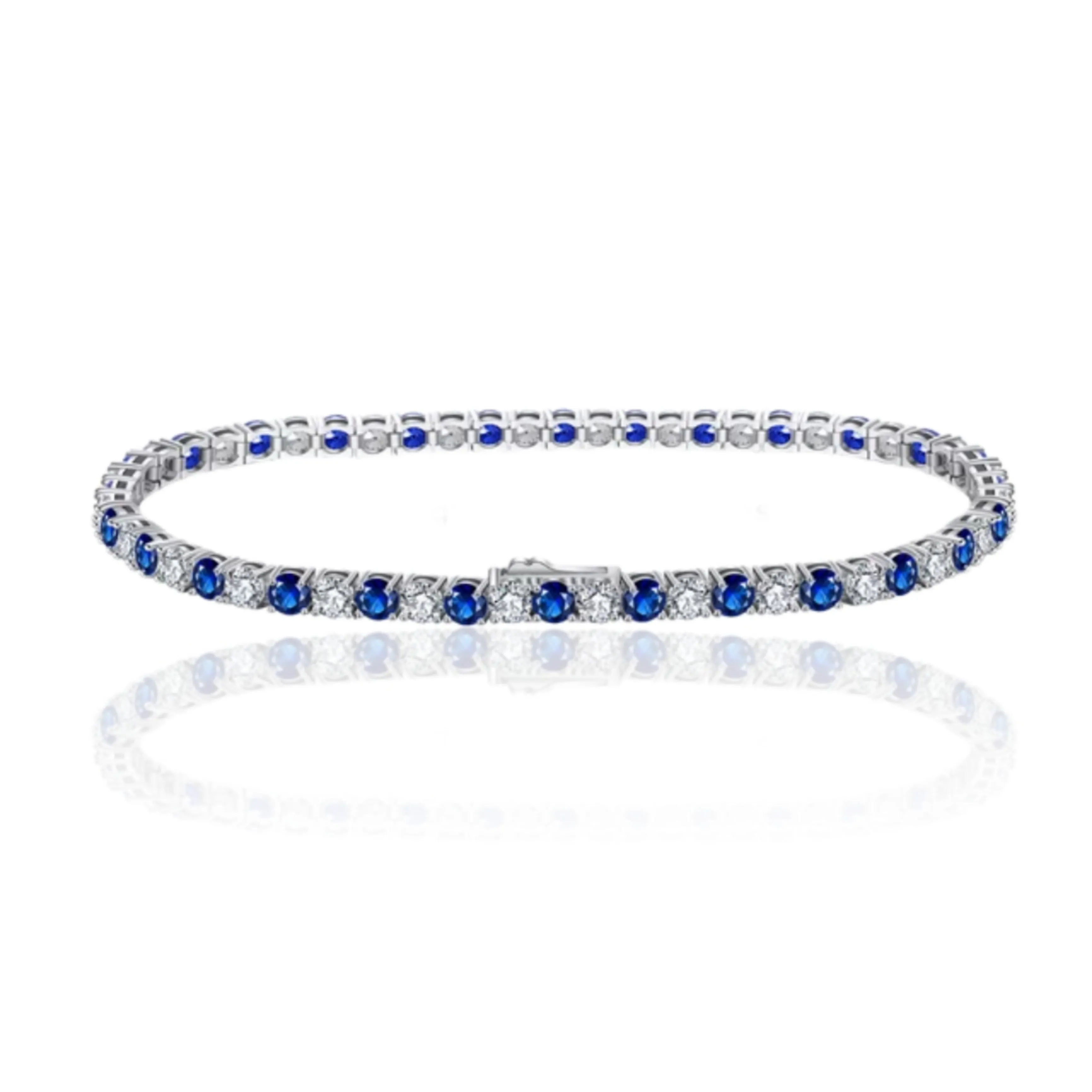 Sterling Silver Alternating Color CZ Bracelet