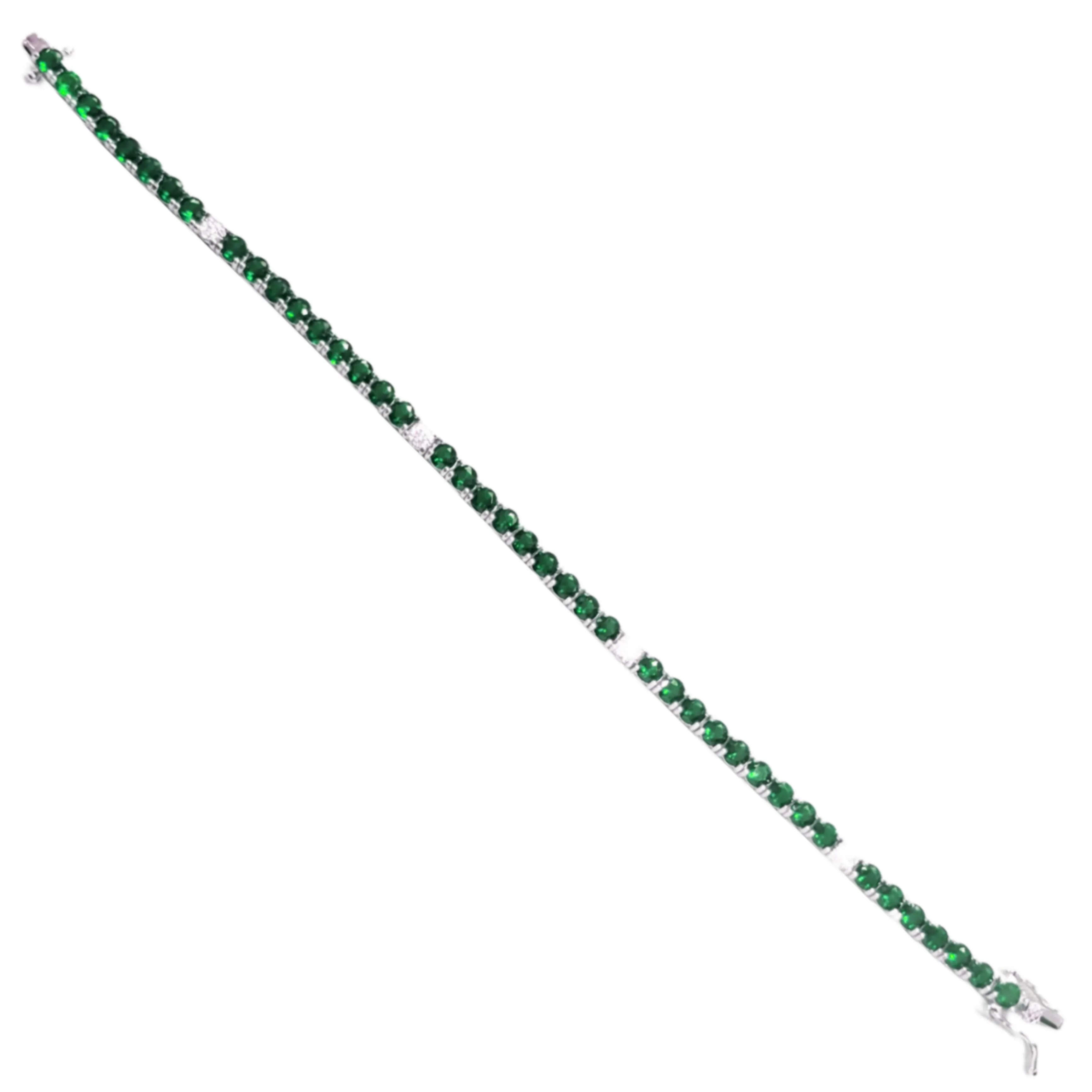 Sterling Silver Color Micropave CZ and Spinel Tennis Bracelet