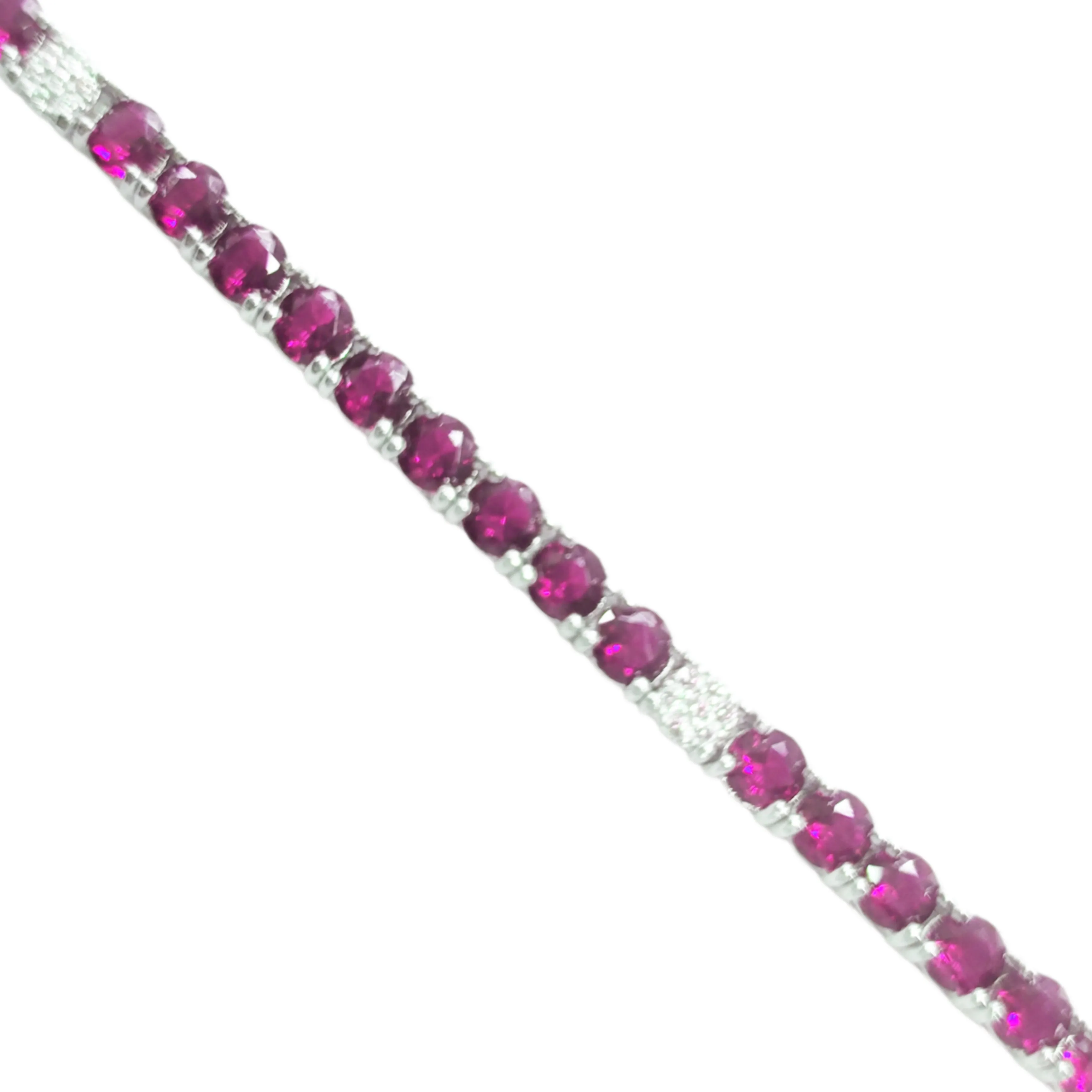 Sterling Silver Color Micropave CZ and Spinel Tennis Bracelet