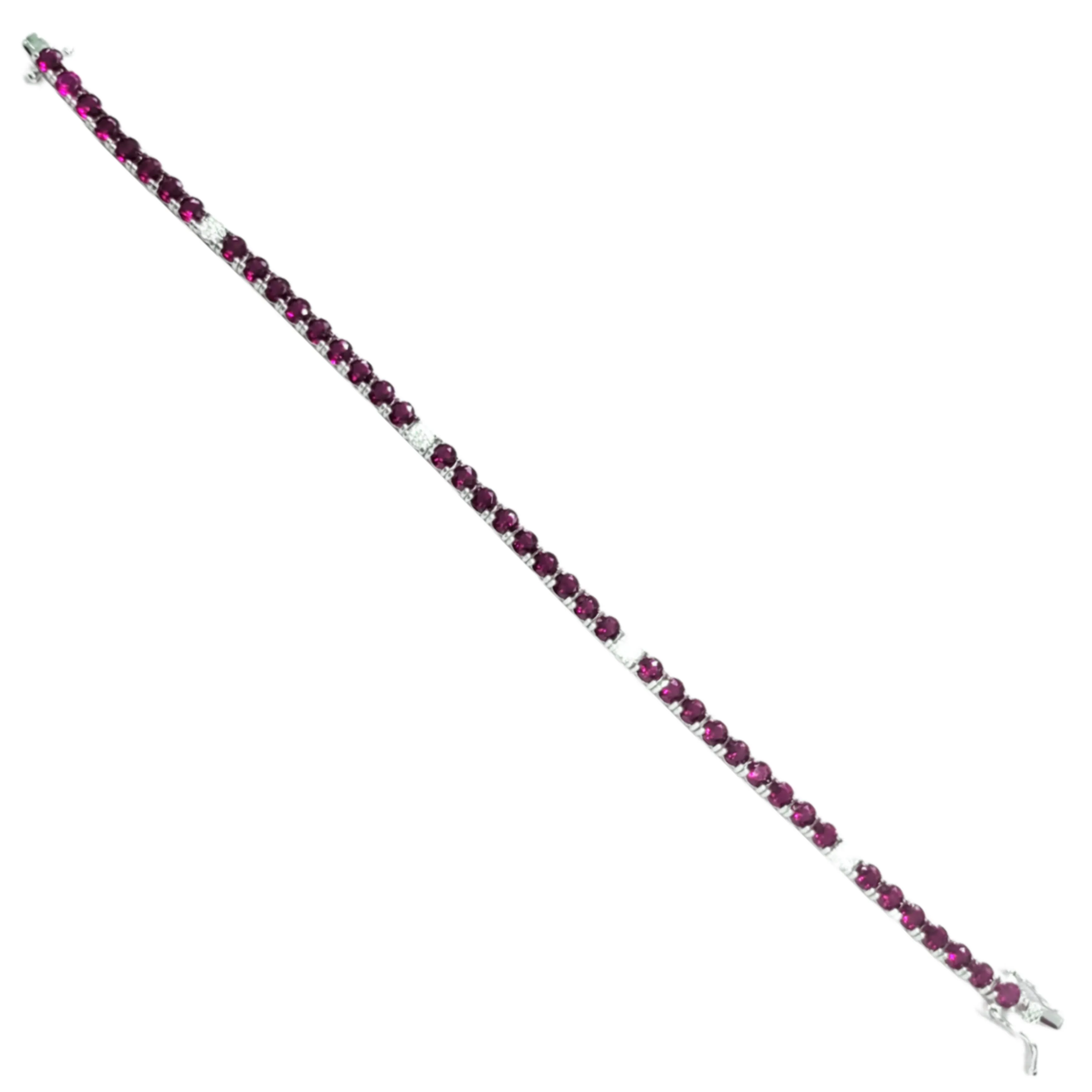 Sterling Silver Color Micropave CZ and Spinel Tennis Bracelet