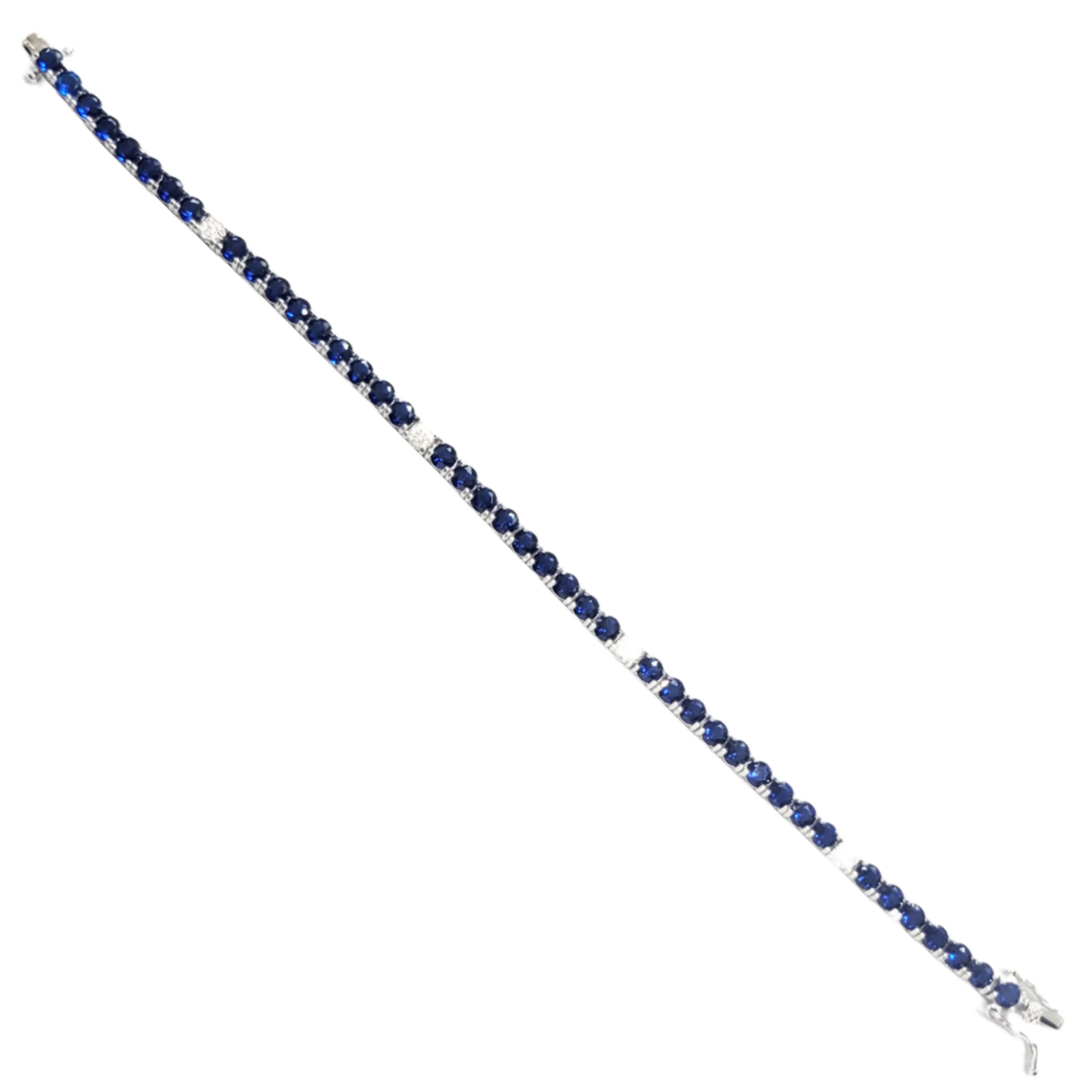 Sterling Silver Color Micropave CZ and Spinel Tennis Bracelet