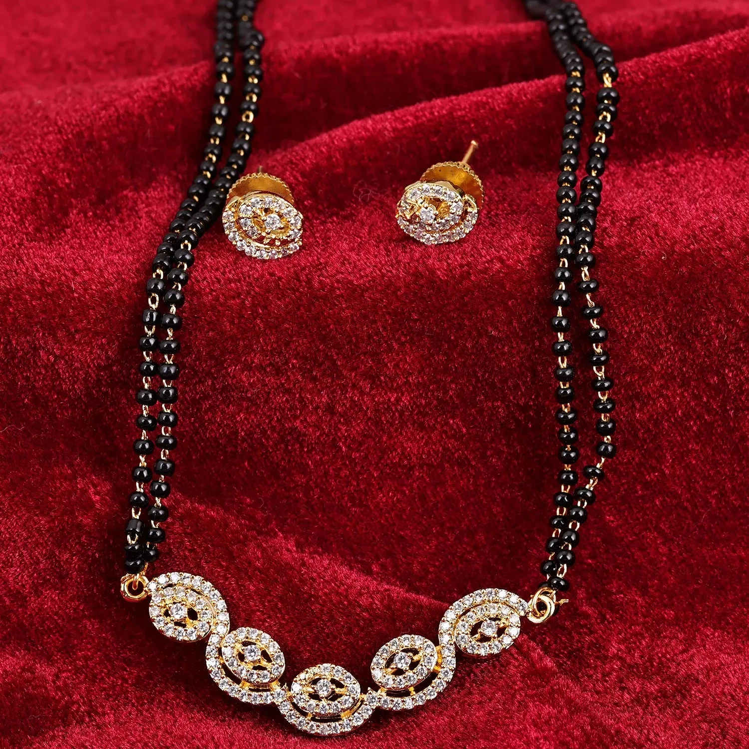 Sukkhi Fascinating  Gold Plated CZ Golden Mangalsutra Set for Women